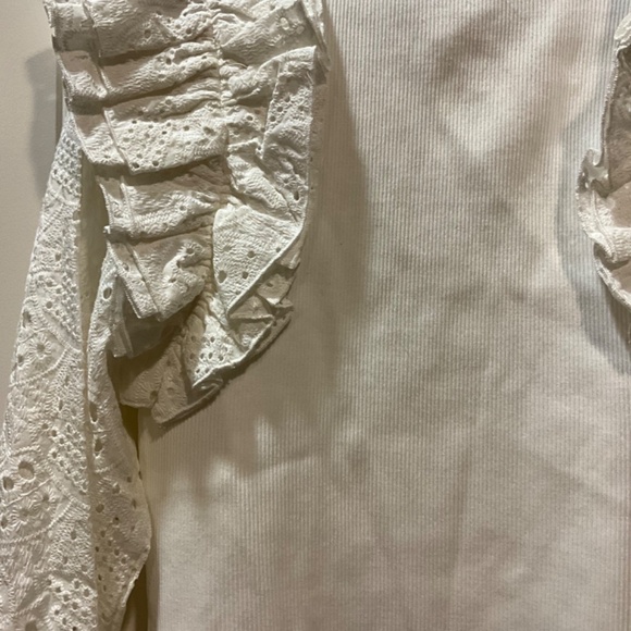 New With Tags DOLAN Ruffle Sleeve Eyelet Ribbed Top - Picture 10 of 11